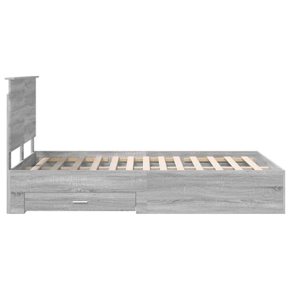 vidaXL Bed Frame with Drawer Grey Sonoma 120 x 200 cm Engineered Wood