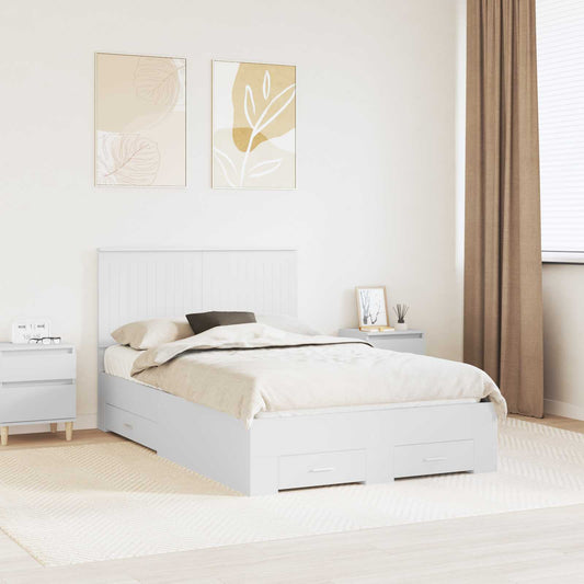 vidaXL Bed Frame with Headboard White 120 x 190 cm Engineered Wood