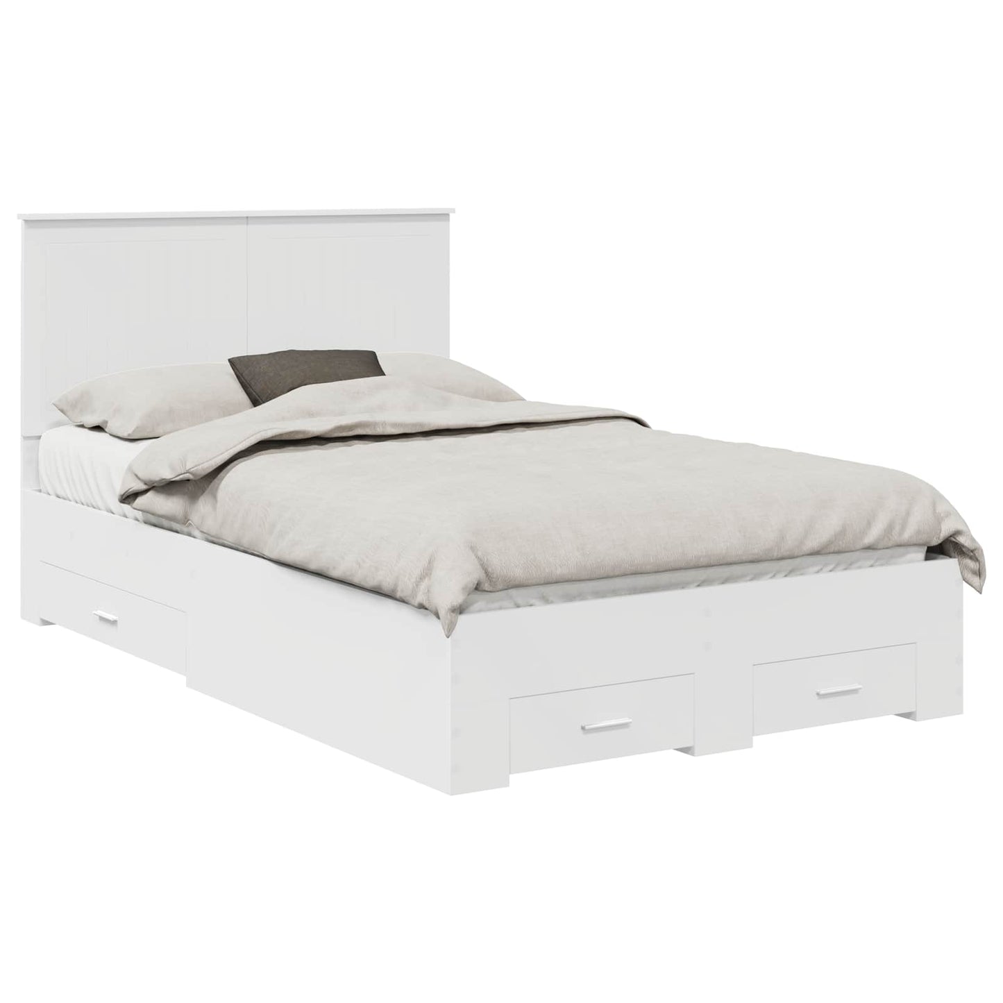 vidaXL Bed Frame with Headboard White 120 x 190 cm Engineered Wood