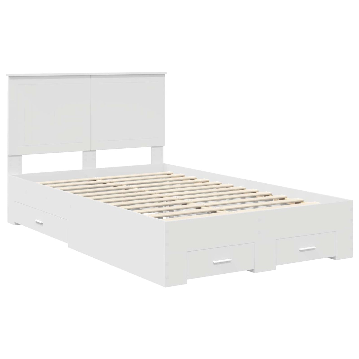 vidaXL Bed Frame with Headboard White 120 x 190 cm Engineered Wood