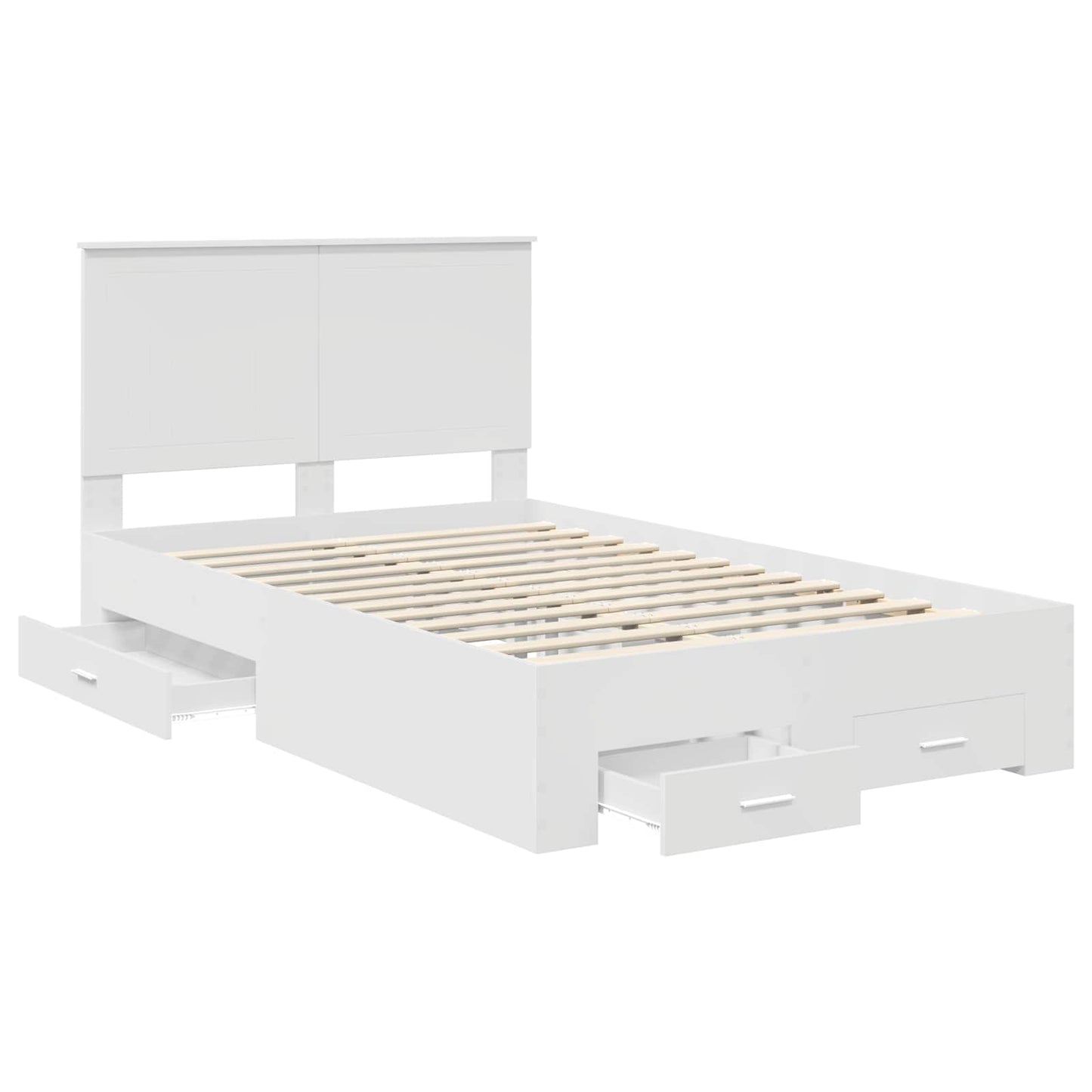 vidaXL Bed Frame with Headboard White 120 x 190 cm Engineered Wood