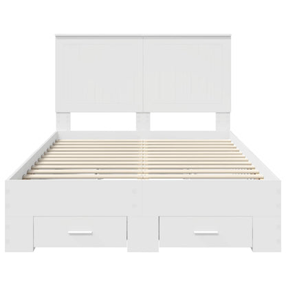 vidaXL Bed Frame with Headboard White 120 x 190 cm Engineered Wood