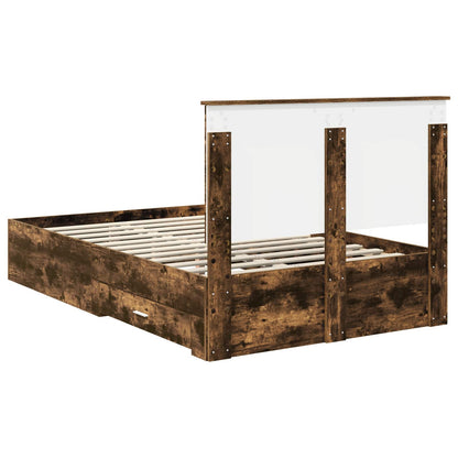 vidaXL Bed Frame with Drawer Smoked Oak 120 x 190 cm Engineered Wood