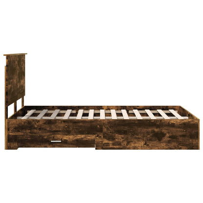 vidaXL Bed Frame with Drawer Smoked Oak 120 x 190 cm Engineered Wood