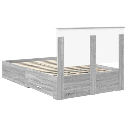 vidaXL Bed Frame with Drawer Grey Sonoma 120 x 190 cm Engineered Wood
