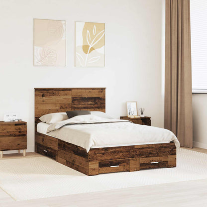 vidaXL Bed Frame with Headboard Old Wood 120 x 190 cm Engineered Wood