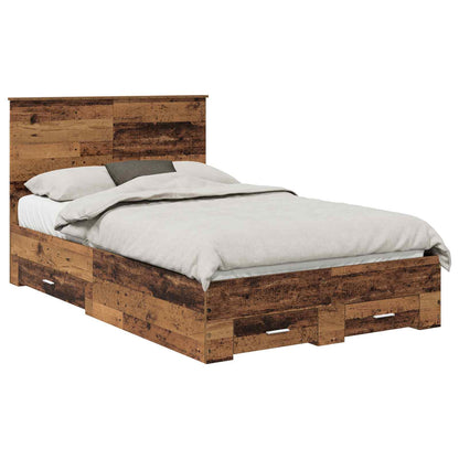 vidaXL Bed Frame with Headboard Old Wood 120 x 190 cm Engineered Wood