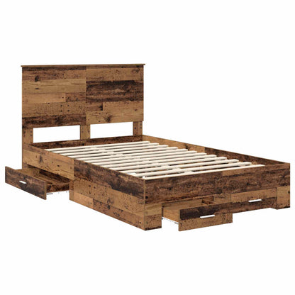 vidaXL Bed Frame with Headboard Old Wood 120 x 190 cm Engineered Wood