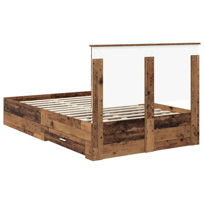 vidaXL Bed Frame with Headboard Old Wood 120 x 190 cm Engineered Wood