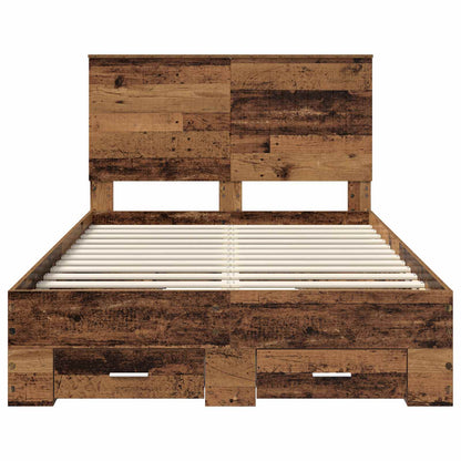 vidaXL Bed Frame with Headboard Old Wood 120 x 190 cm Engineered Wood