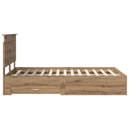 vidaXL Bed Frame with Drawer Artisan Oak 120 x 190 cm Engineered Wood