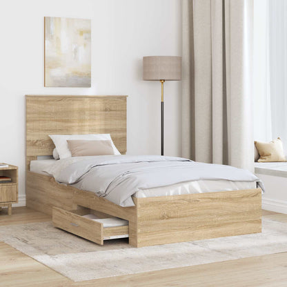vidaXL Bed Frame with Drawer Sonoma Oak 100 x 200 cm Engineered Wood