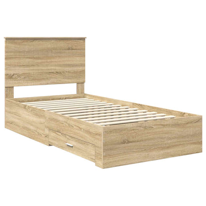 vidaXL Bed Frame with Drawer Sonoma Oak 100 x 200 cm Engineered Wood