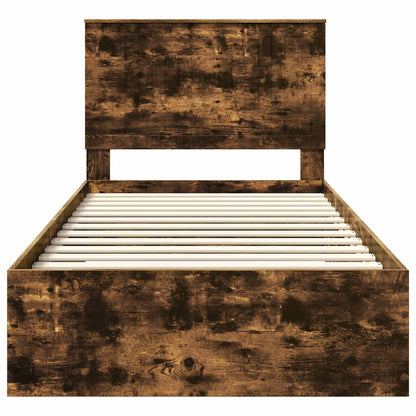 vidaXL Bed Frame with Drawer Smoked Oak 100 x 200 cm Engineered Wood
