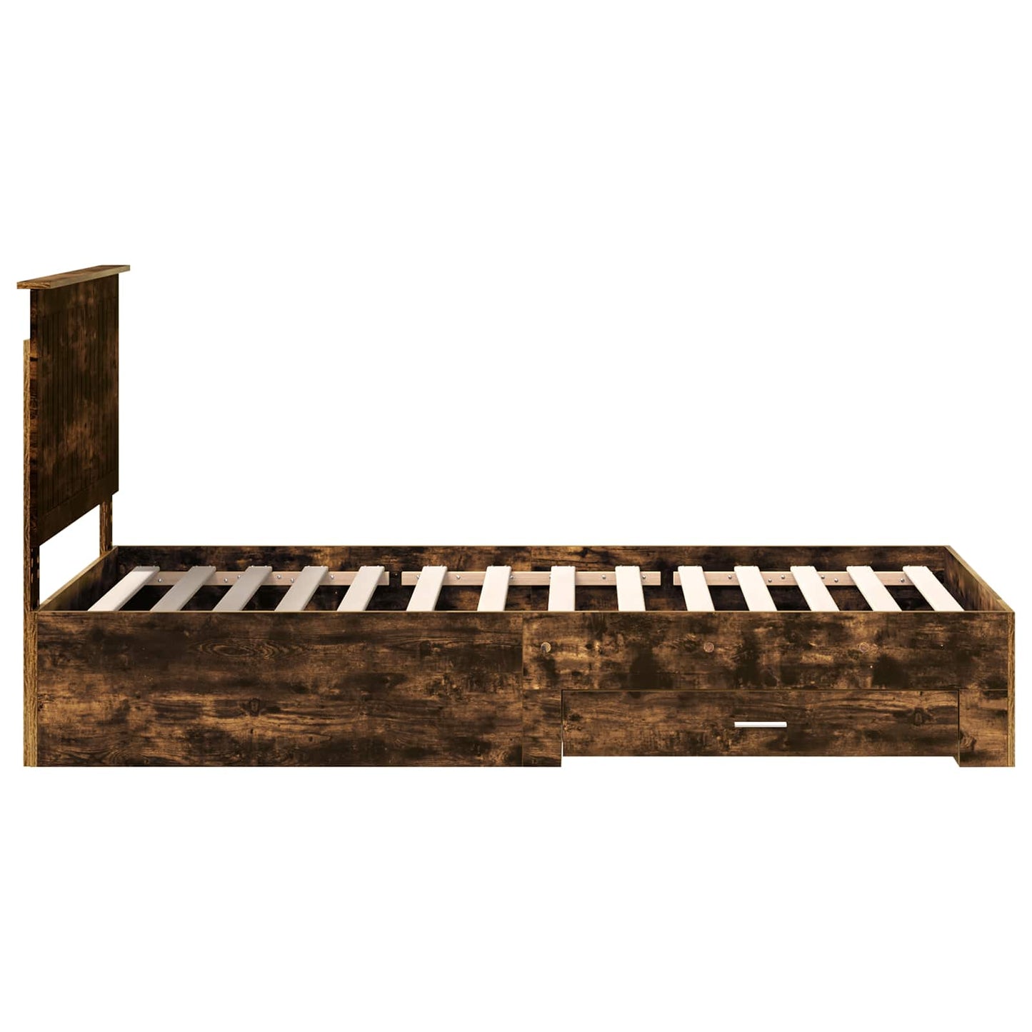 vidaXL Bed Frame with Drawer Smoked Oak 100 x 200 cm Engineered Wood