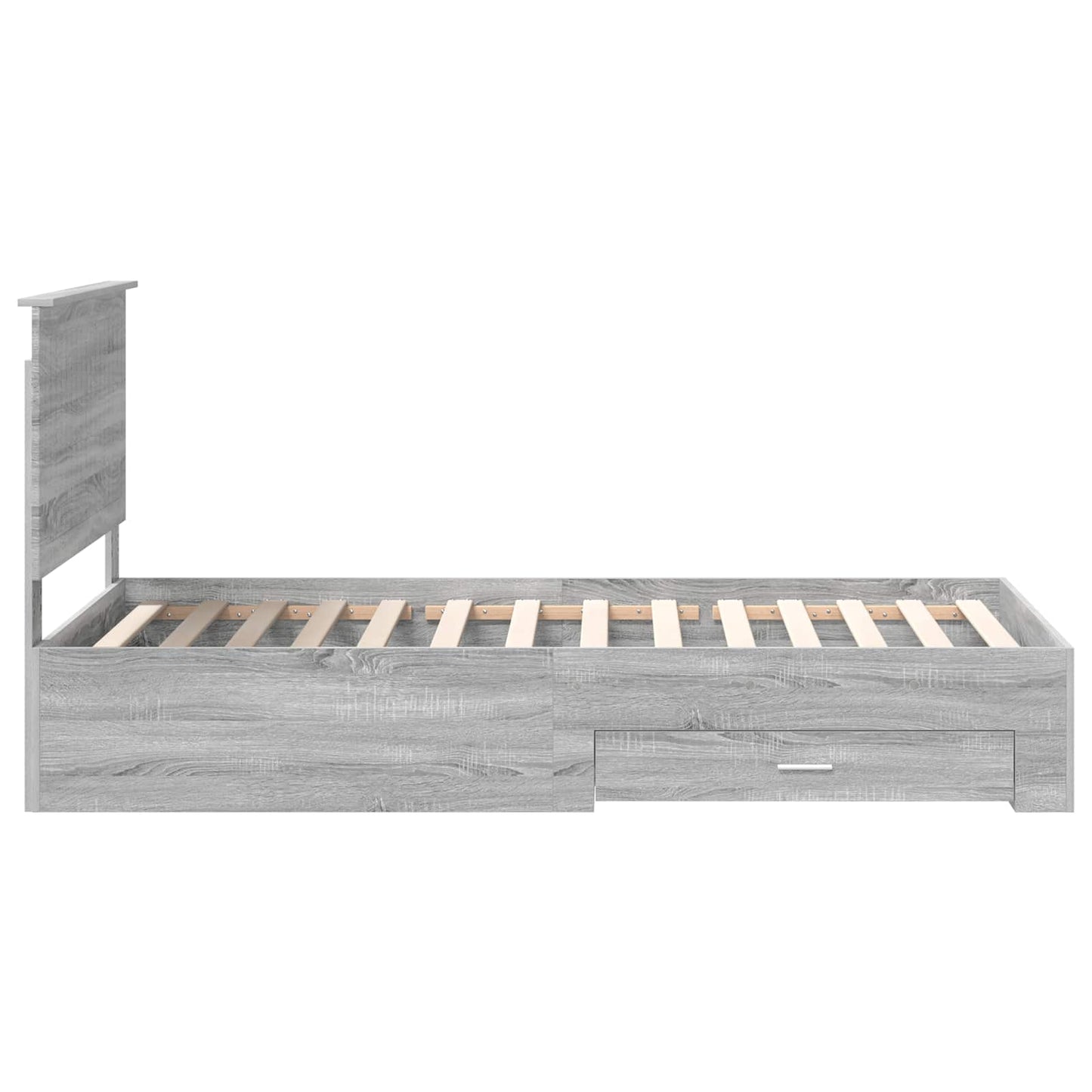 vidaXL Bed Frame with Drawer Grey Sonoma 100 x 200 cm Engineered Wood