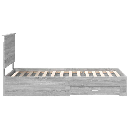 vidaXL Bed Frame with Drawer Grey Sonoma 100 x 200 cm Engineered Wood