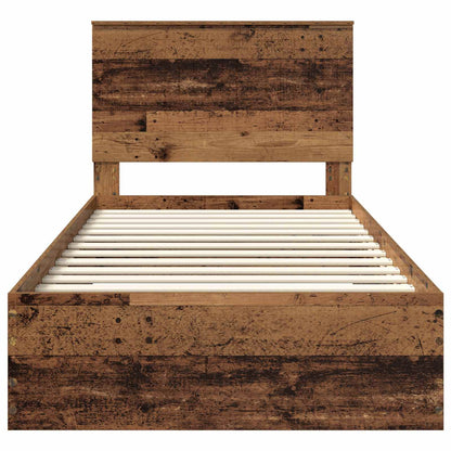 vidaXL Bed Frame with Headboard Old Wood 100 x 200 cm Engineered Wood