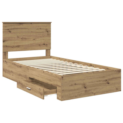 vidaXL Bed Frame with Drawer Artisan Oak 100 x 200 cm Engineered Wood