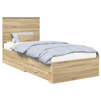 vidaXL Bed Frame with Headboard Sonoma Oak 90 x 200 cm Engineered Wood