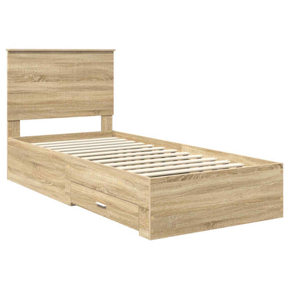 vidaXL Bed Frame with Headboard Sonoma Oak 90 x 200 cm Engineered Wood