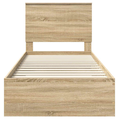 vidaXL Bed Frame with Headboard Sonoma Oak 90 x 200 cm Engineered Wood