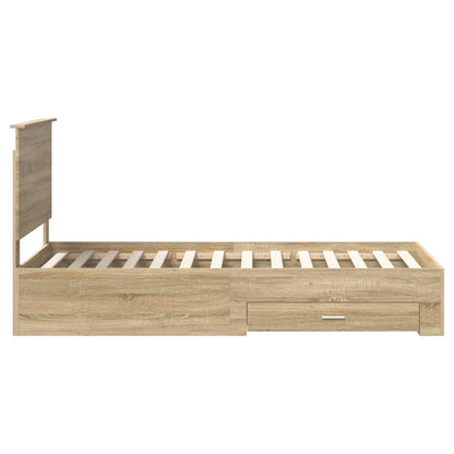 vidaXL Bed Frame with Headboard Sonoma Oak 90 x 200 cm Engineered Wood