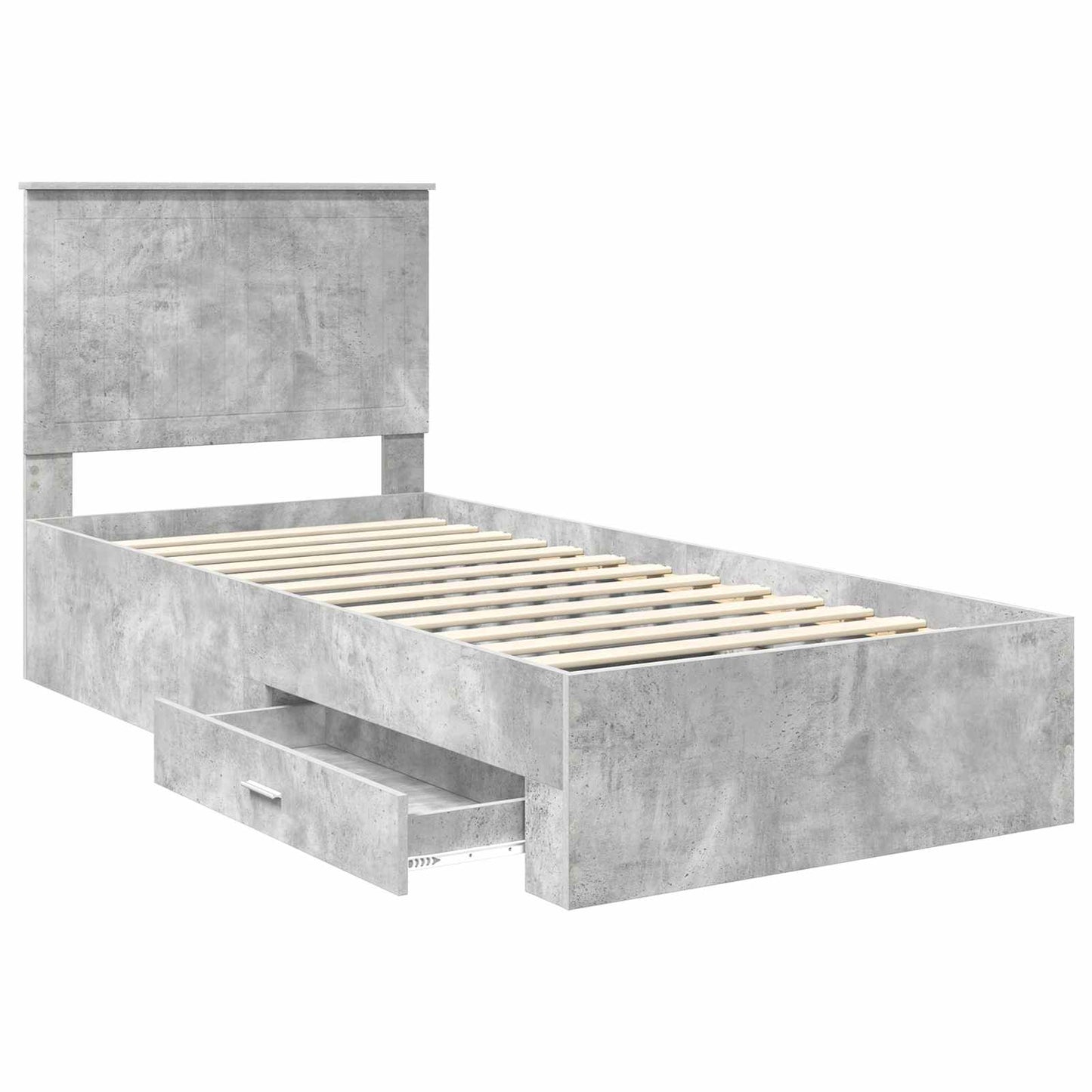 vidaXL Bed Frame with Drawer Concrete Grey 90 x 200 cm Engineered Wood