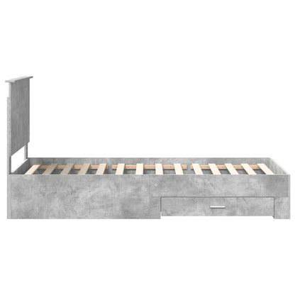 vidaXL Bed Frame with Drawer Concrete Grey 90 x 200 cm Engineered Wood