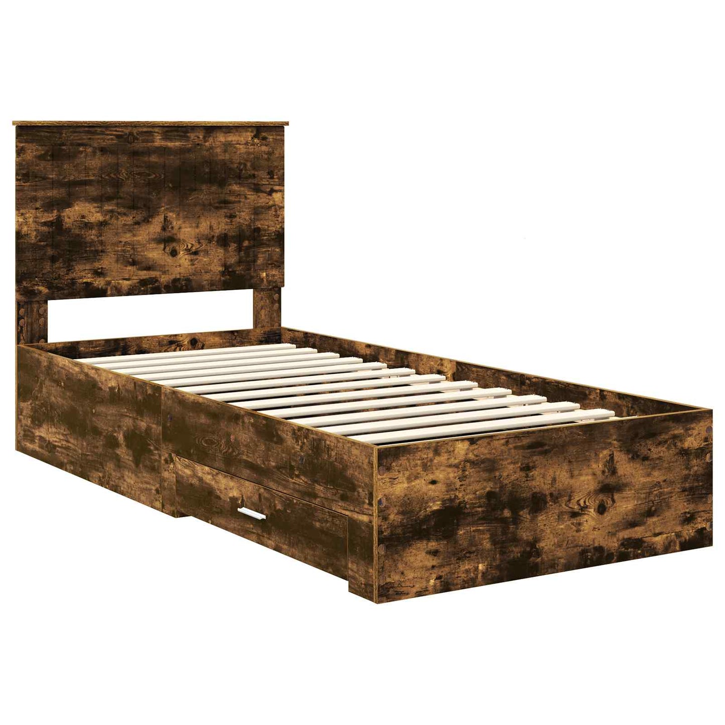 vidaXL Bed Frame with Headboard Smoked Oak 90 x 200 cm Engineered Wood