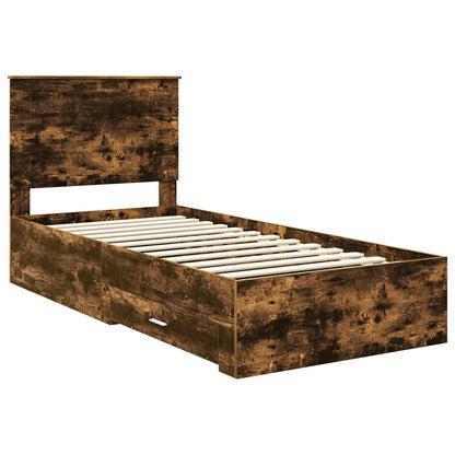 vidaXL Bed Frame with Headboard Smoked Oak 90 x 200 cm Engineered Wood