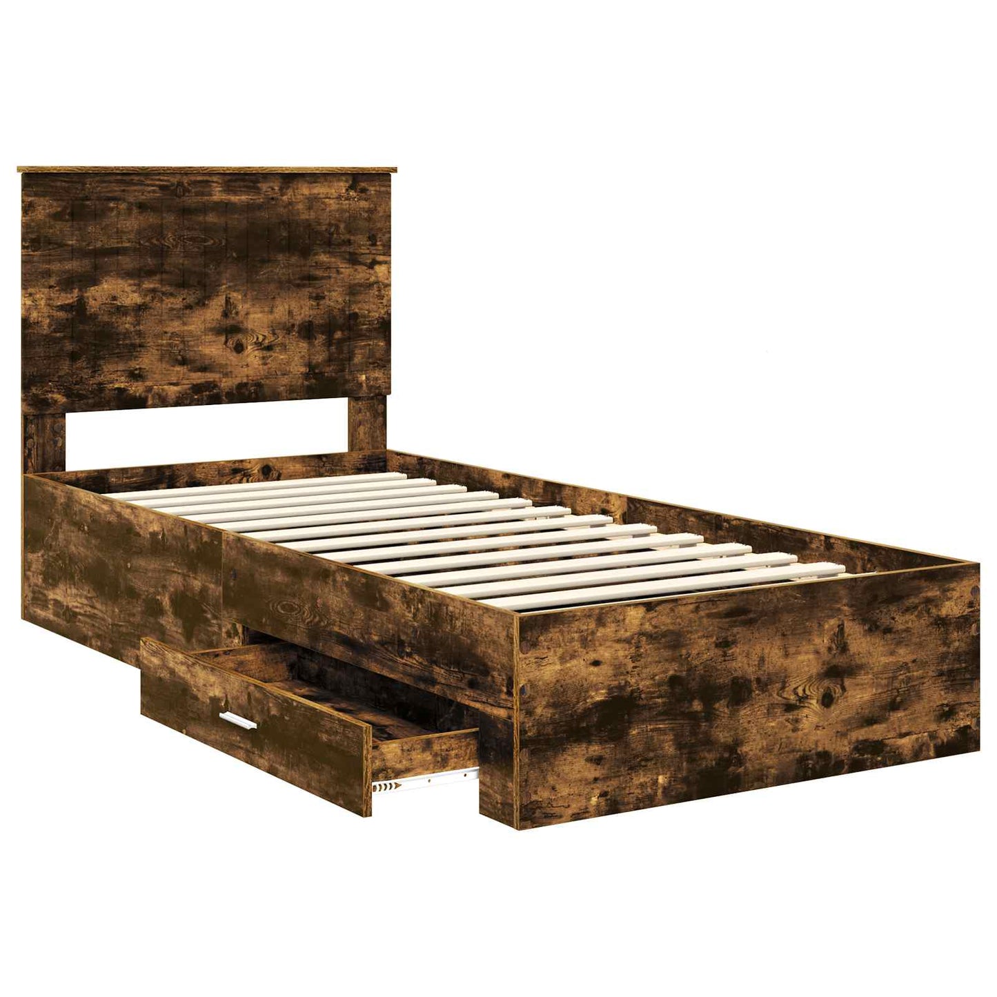 vidaXL Bed Frame with Headboard Smoked Oak 90 x 200 cm Engineered Wood