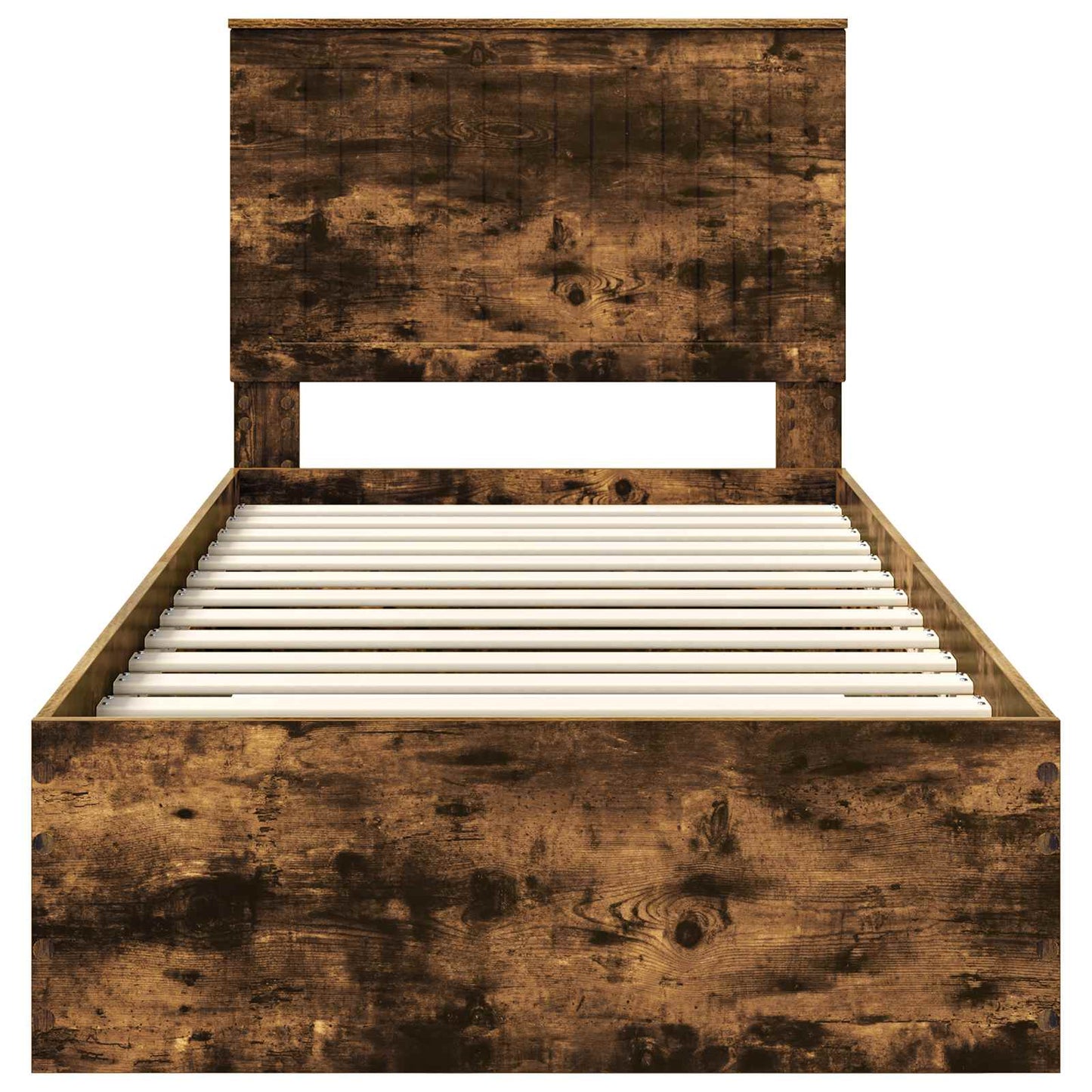 vidaXL Bed Frame with Headboard Smoked Oak 90 x 200 cm Engineered Wood