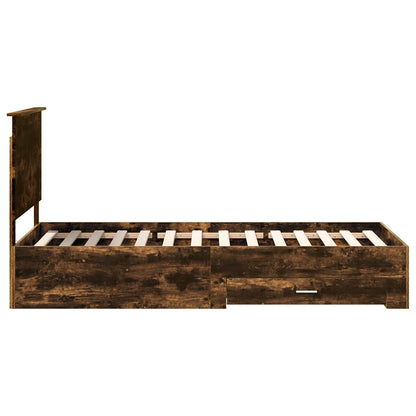 vidaXL Bed Frame with Headboard Smoked Oak 90 x 200 cm Engineered Wood