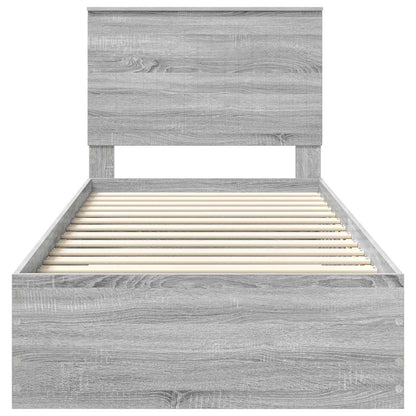 vidaXL Bed Frame with Drawer Grey Sonoma 90 x 200 cm Engineered Wood