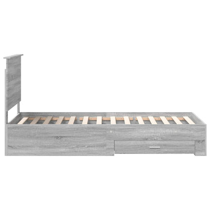 vidaXL Bed Frame with Drawer Grey Sonoma 90 x 200 cm Engineered Wood
