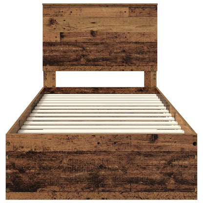 vidaXL Bed Frame with Headboard Old Wood 90 x 200 cm Engineered Wood