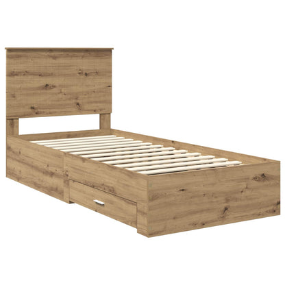 vidaXL Bed Frame with Drawer Artisan Oak 90 x 200 cm Engineered Wood