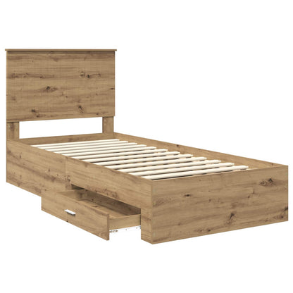 vidaXL Bed Frame with Drawer Artisan Oak 90 x 200 cm Engineered Wood