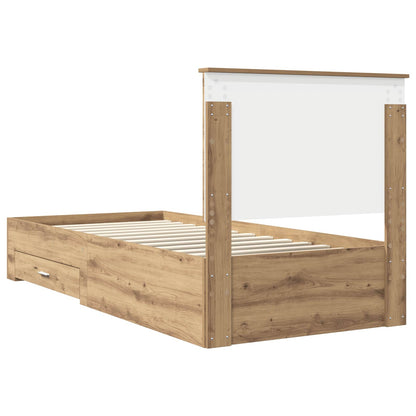 vidaXL Bed Frame with Drawer Artisan Oak 90 x 200 cm Engineered Wood