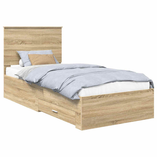 vidaXL Bed Frame with Headboard Sonoma Oak 90 x 190 cm Engineered Wood