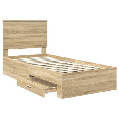 vidaXL Bed Frame with Headboard Sonoma Oak 90 x 190 cm Engineered Wood