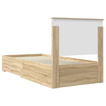 vidaXL Bed Frame with Headboard Sonoma Oak 90 x 190 cm Engineered Wood