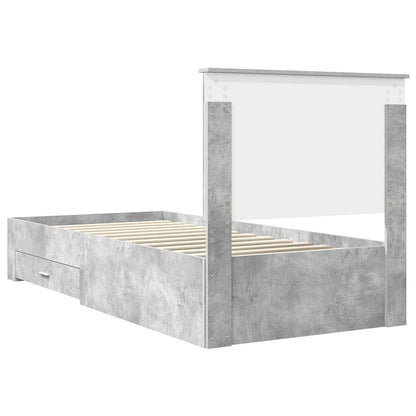 vidaXL Bed Frame with Drawer Concrete Grey 90 x 190 cm Engineered Wood