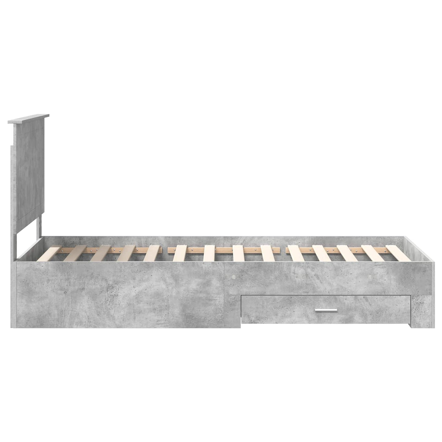 vidaXL Bed Frame with Drawer Concrete Grey 90 x 190 cm Engineered Wood