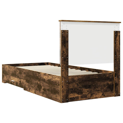 vidaXL Bed Frame with Headboard Smoked Oak 90 x 190 cm Engineered Wood