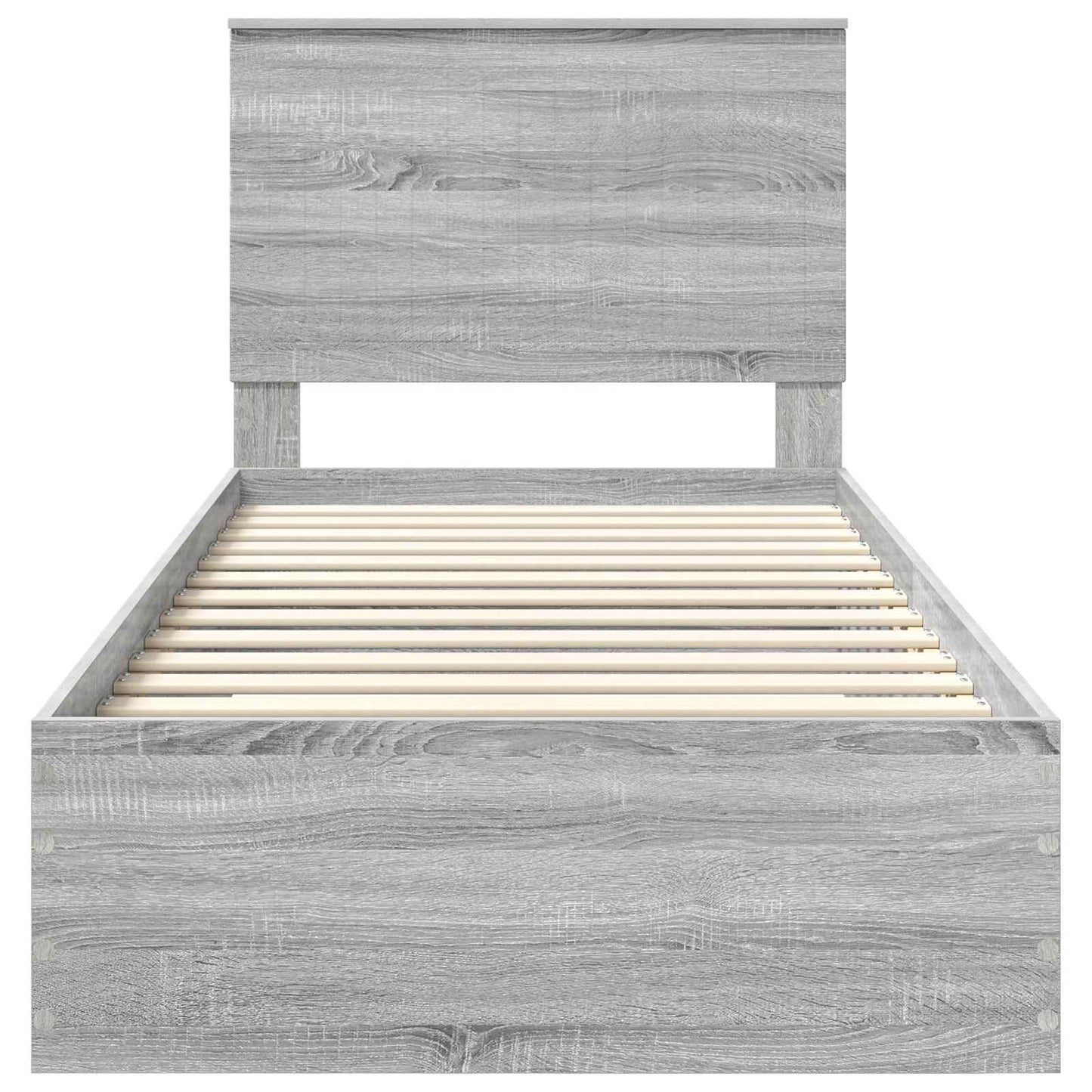 vidaXL Bed Frame with Drawer Grey Sonoma 90 x 190 cm Engineered Wood