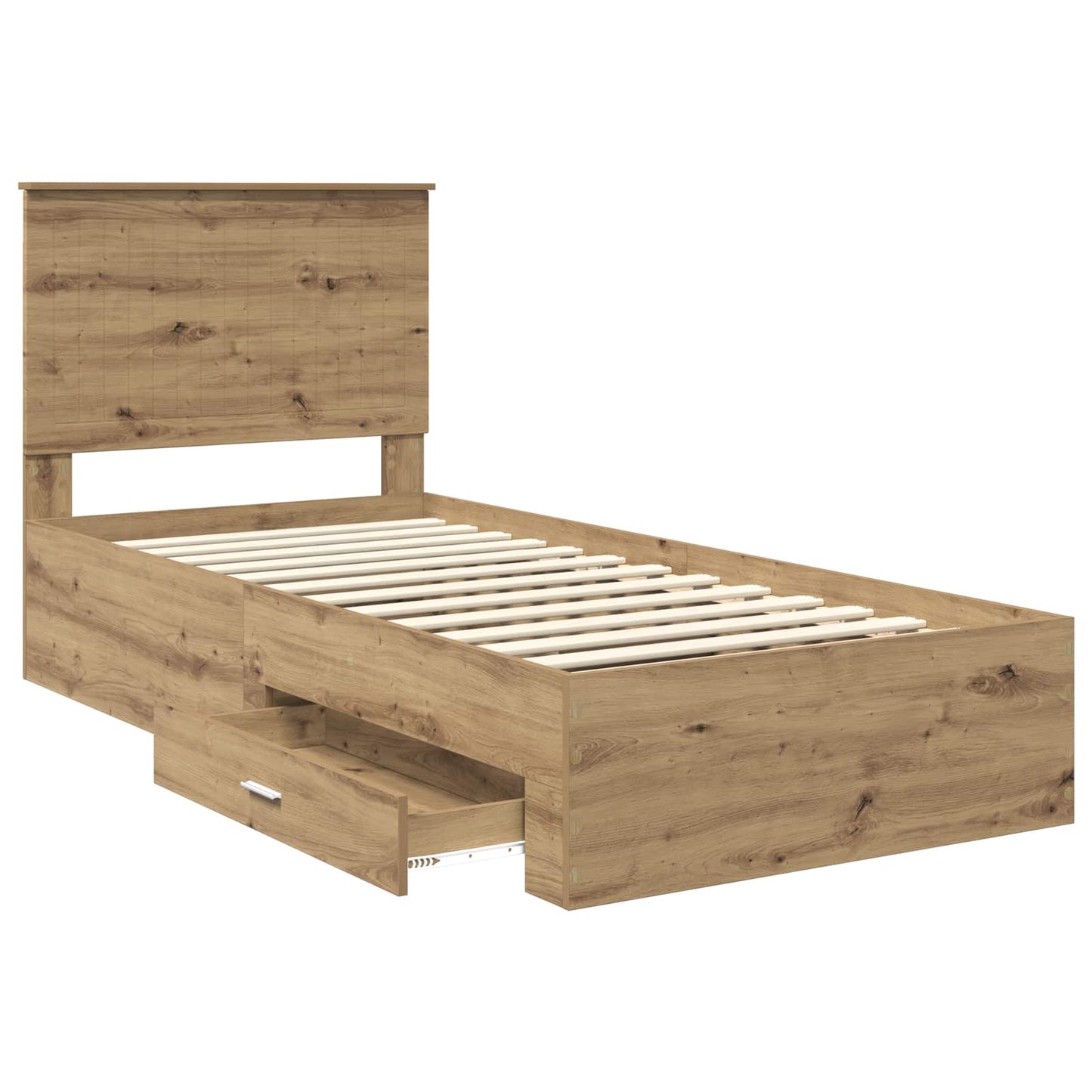 vidaXL Bed Frame with Drawer Artisan Oak 90 x 190 cm Engineered Wood
