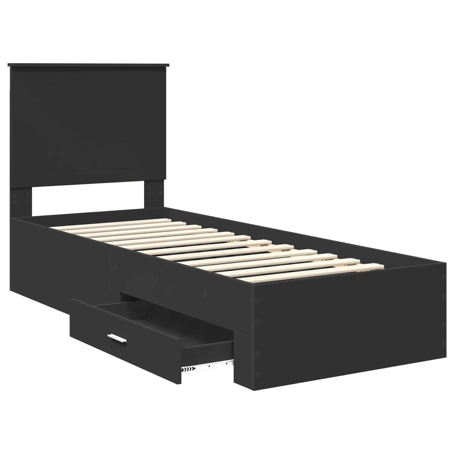 vidaXL Bed Frame Black and Silver 70 x 190 cm Engineered Wood