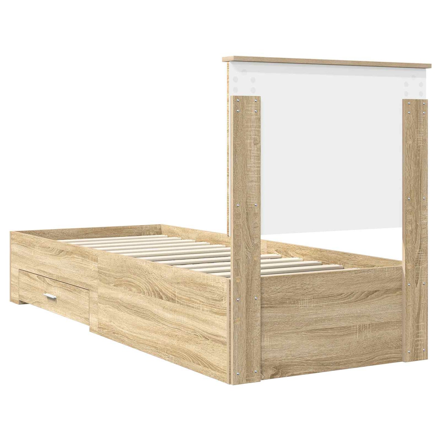 vidaXL Bed Frame Sonoma Oak and Silver 70 x 190 cm Engineered Wood